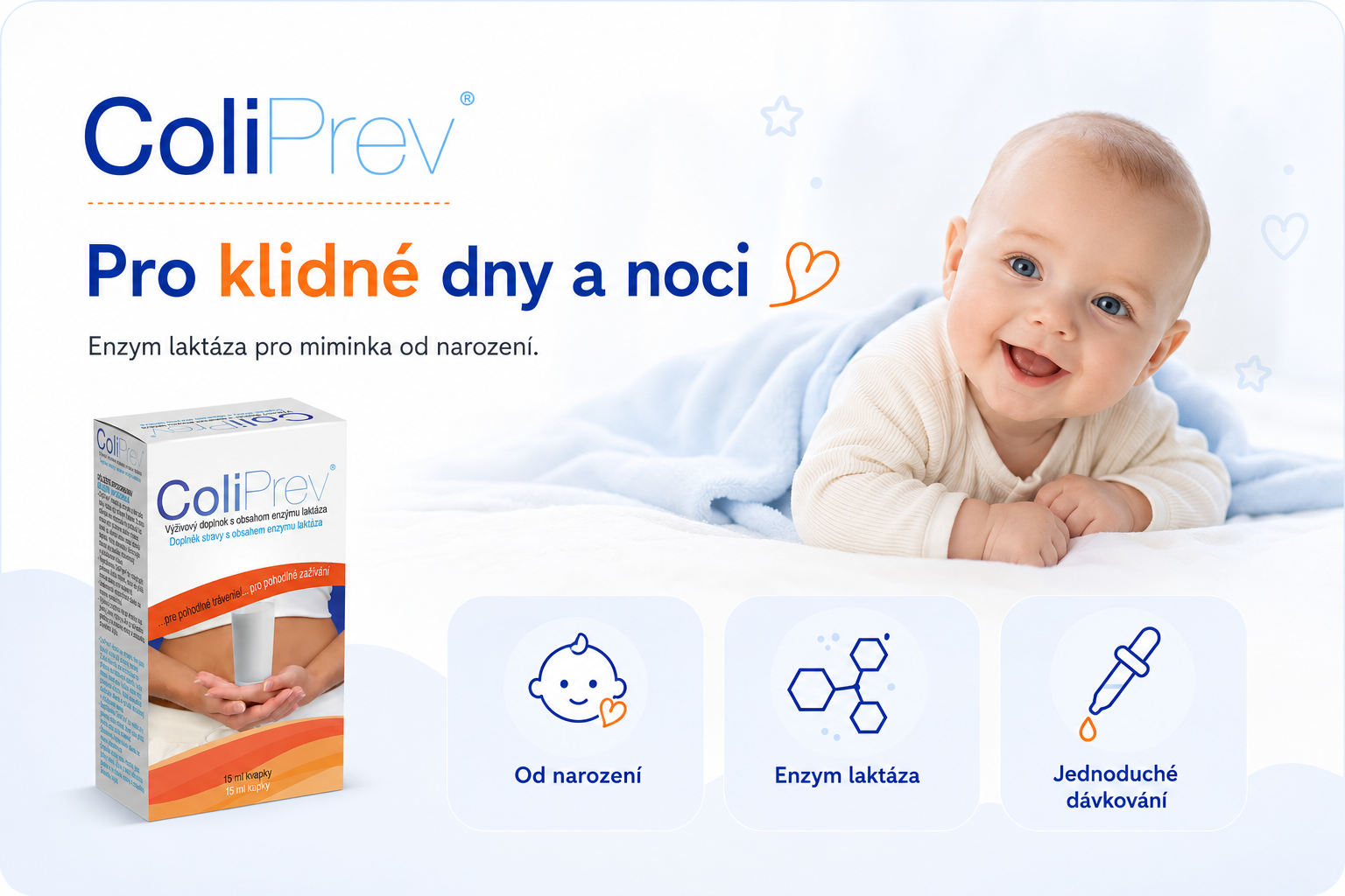 ColiPrev enzym laktáza pro miminka od narození